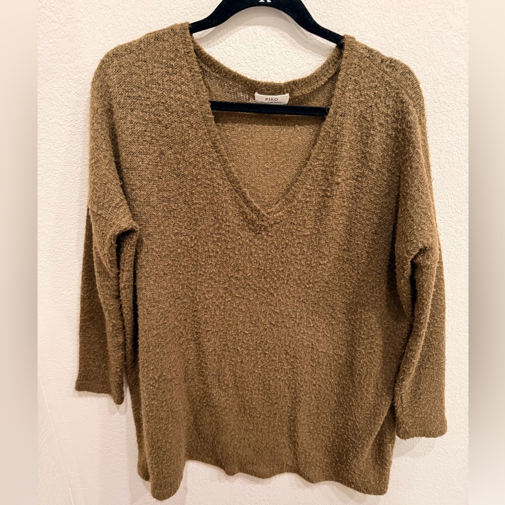 Piko 1988 Women's Cozy Brown V-Neck Sweater